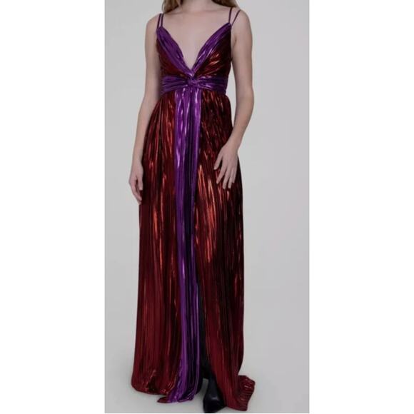 Sabina Musayev Women's Red Purple Kaia Two-Tone Foil Maxi Dress XL - Picture 1 of 16
